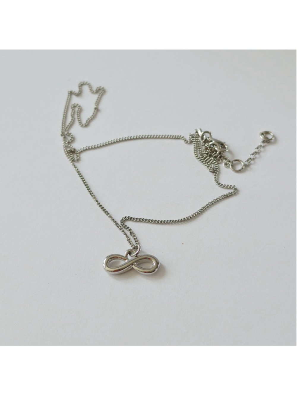 Silver Tone Infinity Symbol Pendant Necklace 16-18" - Picture 3 of 3